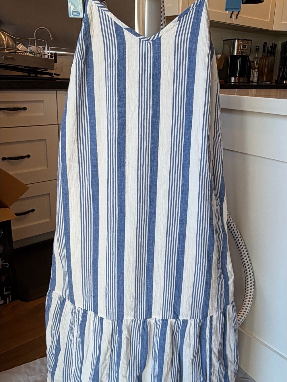 J. Crew Blue and White Striped Midi Sundress